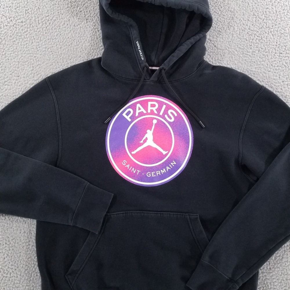 Paris Saint Germain Jordan Hoodie Medium Black PSG Pullover Fleece Soccer Nike
